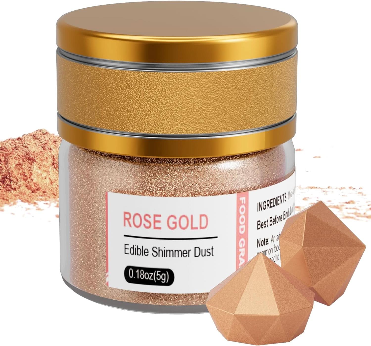 Glitter comestibil, diverse nuante, 5 grame Naty Shop Roségold
