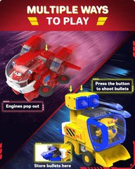 Super Wings Robot Toys - Jett Transformers Coches de juguete Camiones de juguete Avec Mini Jet Avion Jouets Pour Enfants 3 4 5 Ans, Rojo Figuras de acción Naty Shop