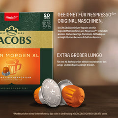 Jacobs Kaffeekapseln Guten Morgen XL Intense, Intensität 8/12, 10 x 20 Getränke, Nespresso* kompatible Kaffee Kapseln, 200 Kapseln