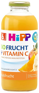 Hipp Bebidas ecológicas con zumo de frutas +, multifruta con vitamina C, pack de 6 (6 x 0,5 L) Madre e Hijo Naty Shop 6 x 500 ml Multifruta