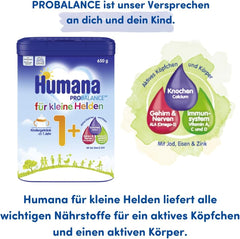Humana Kindergetränk 1+, ab 1 Jahr, Milchpulver für Kindermilch, nährstoffreiche Milch für Kleinkinder, als gelegentliches Milchgetränk oder zur Mahlzeit, 650 g