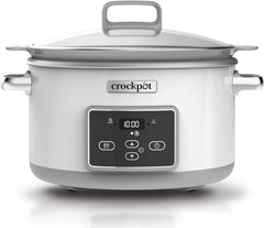 Crock-Pot Olla de Cocción Lenta Digital Saltear Olla de Cocción Lenta con Duraceramic 5 litros, CSC026X Olla de Cocción Lenta Naty Shop Blanco 5 litros