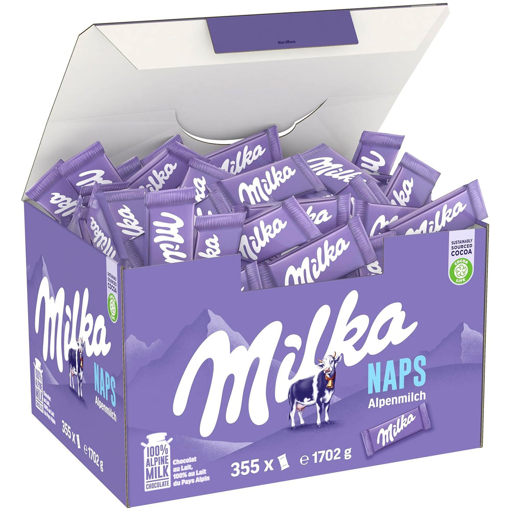 Milka Naps Alpine Milk – Mini cuadrados de chocolate delicados de chocolate con leche alpino – 1 x 1,7 kg
