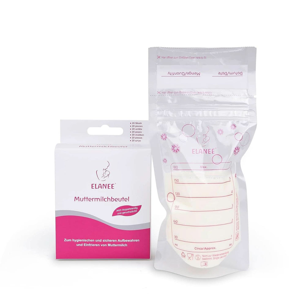 ELANEE Muttermilchbeutel, Aufbewahren & Einfrieren Von Muttermilch, Geschmackneutral Und Vorsterilisiert, Doppelter Sicherheitsverschluss, 20 Stück, Mit Standfuß (711-00) Alimentación infantil y accesorios de lactancia Naty Shop