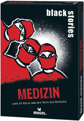 Moisés. Black Stories Medicine: 50 acertijos con casos del mundo de la medicina, un juego de cartas sobre crímenes con variaciones del juego y fichas de puntuación, un juego de acertijos para adolescentes y adultos.