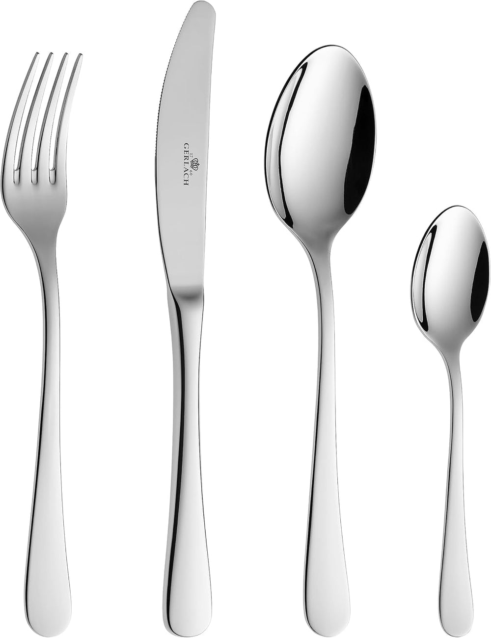 Gerlach Flow Besteck-Set 6 Personen Spülmaschinenfest Essbesteck Besteck Aus Edelstahl Messer Gabel Löffel Teelöffel Tafelbesteck Rostfrei 24 Stk, Silberglänzend Kitchen Naty Shop Silberglänzend 24 El. En Einer Schachtel