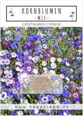 Semillas de Centaurea cyanus - Flores hermosas y vibrantes con un largo período de floración para un prado de flores colorido (Mezcla, 1000 semillas, 80 cm)