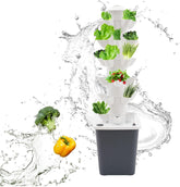 Torre hidropónica de 30 cápsulas, sistema de cultivo hidropónico de jardín, kit de cultivo hidropónico vertical de 6 niveles, torre aeropónica con bomba de hidratación, adaptador y lecho de semillas (gris)