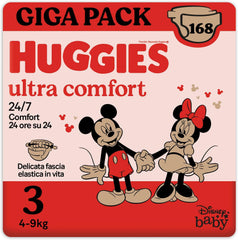 Pañales Huggies Ultra Comfort, talla 3 (4-9 kg), diseño Disney, 168 piezas