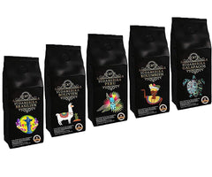 Länder Kaffee Set " Südamerika ", Kaffeebohnen frisch geröstet 5 x 500 g ganze Bohne