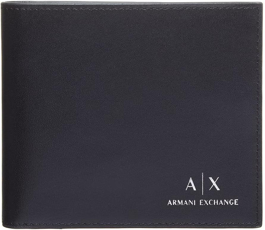 Armani Exchange Men's Essential Plain Leather, 2 pezzi Gift Set Wallet&Keychain, Portofel Barbati Naty Shop Titlu implicit
