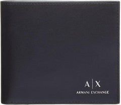 Armani Exchange Men's Essential Plain Leather, 2 pezzi Gift Set Wallet&Keychain, Portofel Barbati Naty Shop Titlu implicit