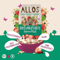 Allos, muesli de fructe de pădure neîndulcit, pachet 5 x 500 grame Cereale Naty Shop