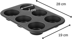 Zenker 6Er Muffinform Negro Metalizado, 275X190X30 Mm, Teflon Classic Antihaftbeschichtung, Hitzebeständig Bis 230°C, Leichte Reinigung, Ideal Für Köstliche Muffins Moldes y bandejas para hornear Naty Shop