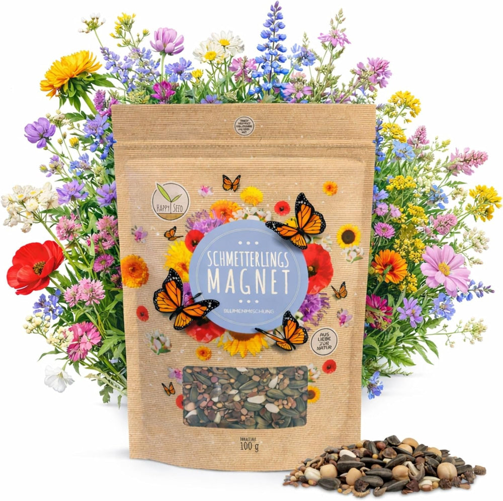 100 g de semillas de mariposa para un prado de flores coloridas - Mezcla de semillas de flores silvestres coloridas y ricas en néctar para mariposas