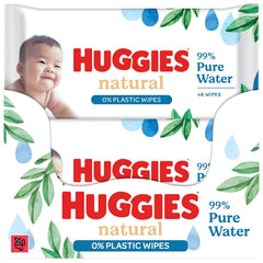 Toallitas húmedas naturales biodegradables Huggies para bebés sensibles, 8 x 48 toallitas, paquete a granel
