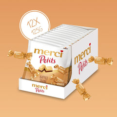 Merci Petits Crema de Café - 12 x 125 g - Pequeños bombones de chocolate blanco sobre chocolate fino con crema de café - Bombones de chocolate envueltos individualmente