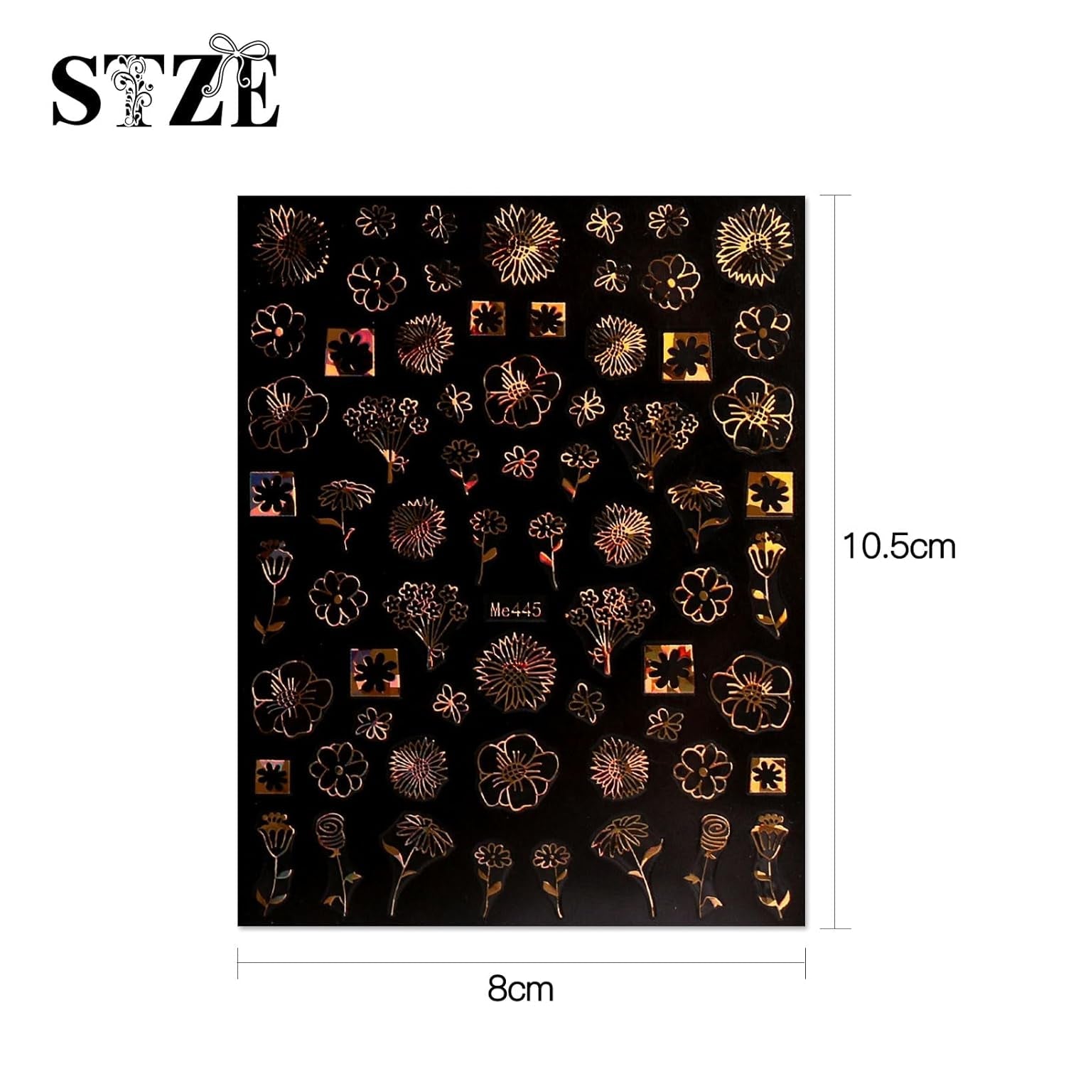 JMEOWIO Nagelsticker Frühling Blume 12 Blatt Nail Art Sticker Selbstklebend Nagelaufkleber Sommer Blumen Gold Dekoration Nageldesign Zubehör