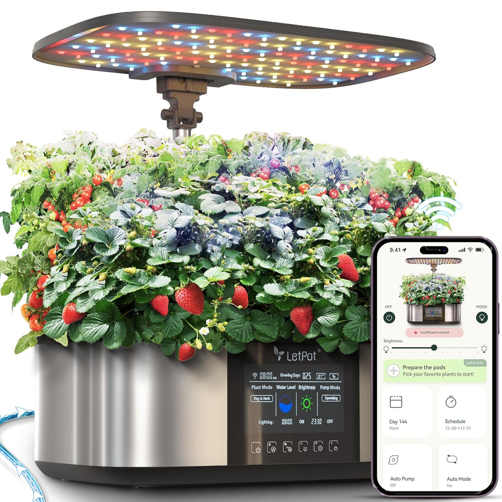 LPH-Max Kit Sistema de Cultivo Hidropónico, 21 Cápsulas, App y WiFi, Control Automático, Jardín Interior Inteligente con Luz LED de 36W, Kit de Riego Automático por Goteo, Cuidado Autogestionado