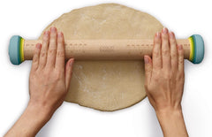 Joseph Joseph Duo Nudelholz mit Einstellbare Teigdicke, Back- und Teigroller, Buchenholz, Mehrfarbig, Opal