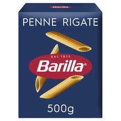 Pasta Barilla Clásica Penne Rigate Nr. 73 de trigo duro de alta calidad, siempre al dente (1 x 500 g)