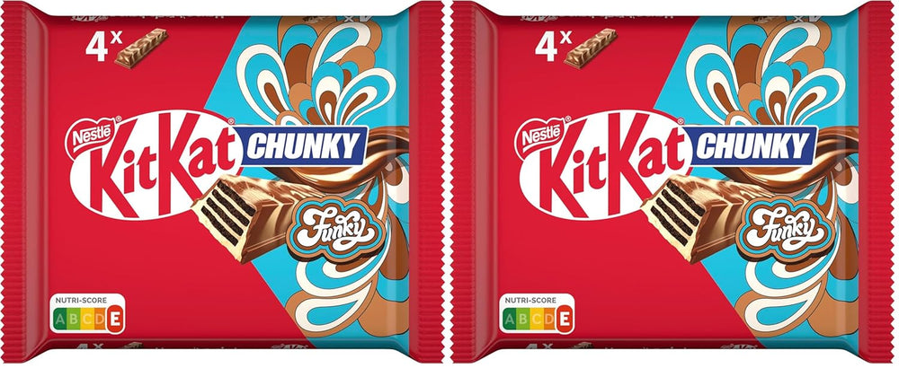Oblea crujiente Nestlé Chunky Funky en chocolate con leche, paquete múltiple, paquete de 2 (4 x 40 g cada uno)