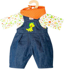 Heless 1115 - Juego de ropa para muñecos con diseño de dinosaurio, 3 piezas con pantalones, camiseta y ropa de abrigo, tamaño 28 - 35 cm