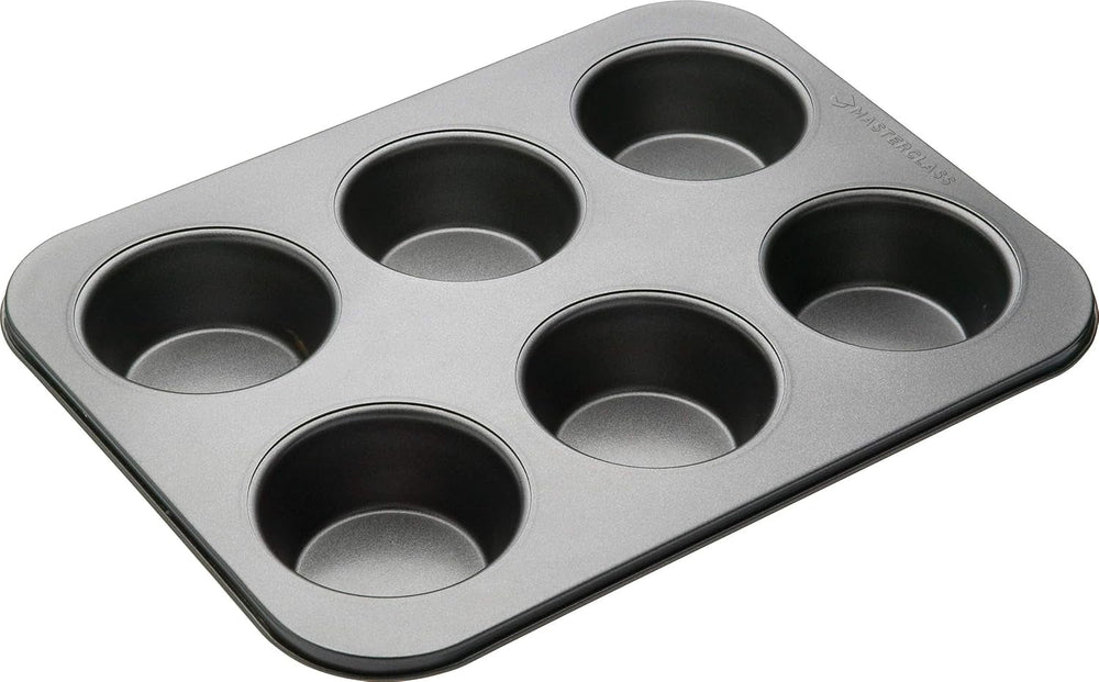 Masterclass Tiefes Muffinblech/Yorkshire Puddingform, 6-Loch-Form Mit PTFE-, PFOA- Und Bpa-Freier Antihaftbeschichtung, Robuster 1 Mm Kohlenstoffstahl, Grau, 35 X 26 Cm Moldes y bandejas para hornear Naty Shop
