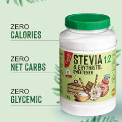 Stevia + Eritritol Edulcorante 1:2, 1G = 2G Azúcar, 1 Kg Edulcorantes Naty Shop