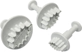 HL544 Forme de embosat cu frunză de ilex cu nervuri, dimensiuni mici, medii și mari, plastic, albe, set de 3