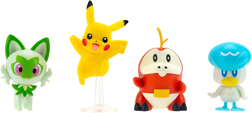 Pokémon PKW3402 - Multipack de figuras de batalla - Paquete de 4 con Pikachu, Croc, Kwaks, Felori, figuras oficiales detalladas, 5 cm cada una Figuras de acción Naty Shop Título predeterminado