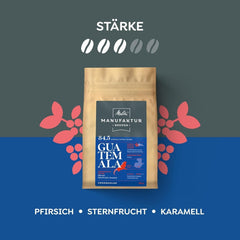 Melitta Manufaktur-Kaffee Guatemala Honey, cafea specială, 250G, boabe de cafea întregi, nemăcinate, cafea de origine unică, prăjire delicată cu tambur, prăjită în Germania, tărie 3 Cafea Naty Shop
