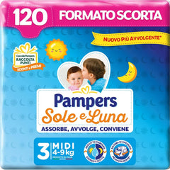 Pañales Pampers Sun and Moon Midi, talla 3 (4-9 kg), 120 pañales