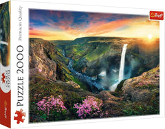 Trefl TR27091 Cascada Haifoss, Islanda 2000 de piese, calitate premium, pentru adulți și copii de la 12 ani Puzzle colorat, lumini din Dubai, roșu Puzzle Naty Shop Titlu implicit