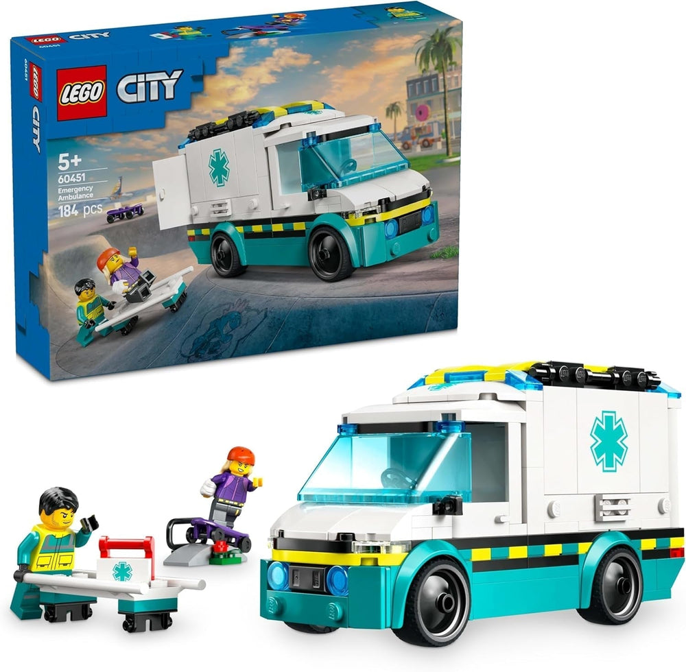 Ambulancia LEGO City - juguete con 2 minifiguras (patinador y conductor) - juguete educativo para niños y niñas a partir de 5 años - ideas para regalos de cumpleaños y vacaciones 60451 Juegos de construcción Besuche den LEGO-Store Default title