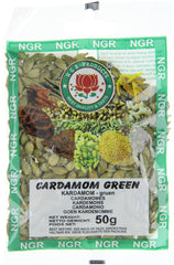 Cardamomo, verde, entero, 50 g (1 paquete de 50 g)