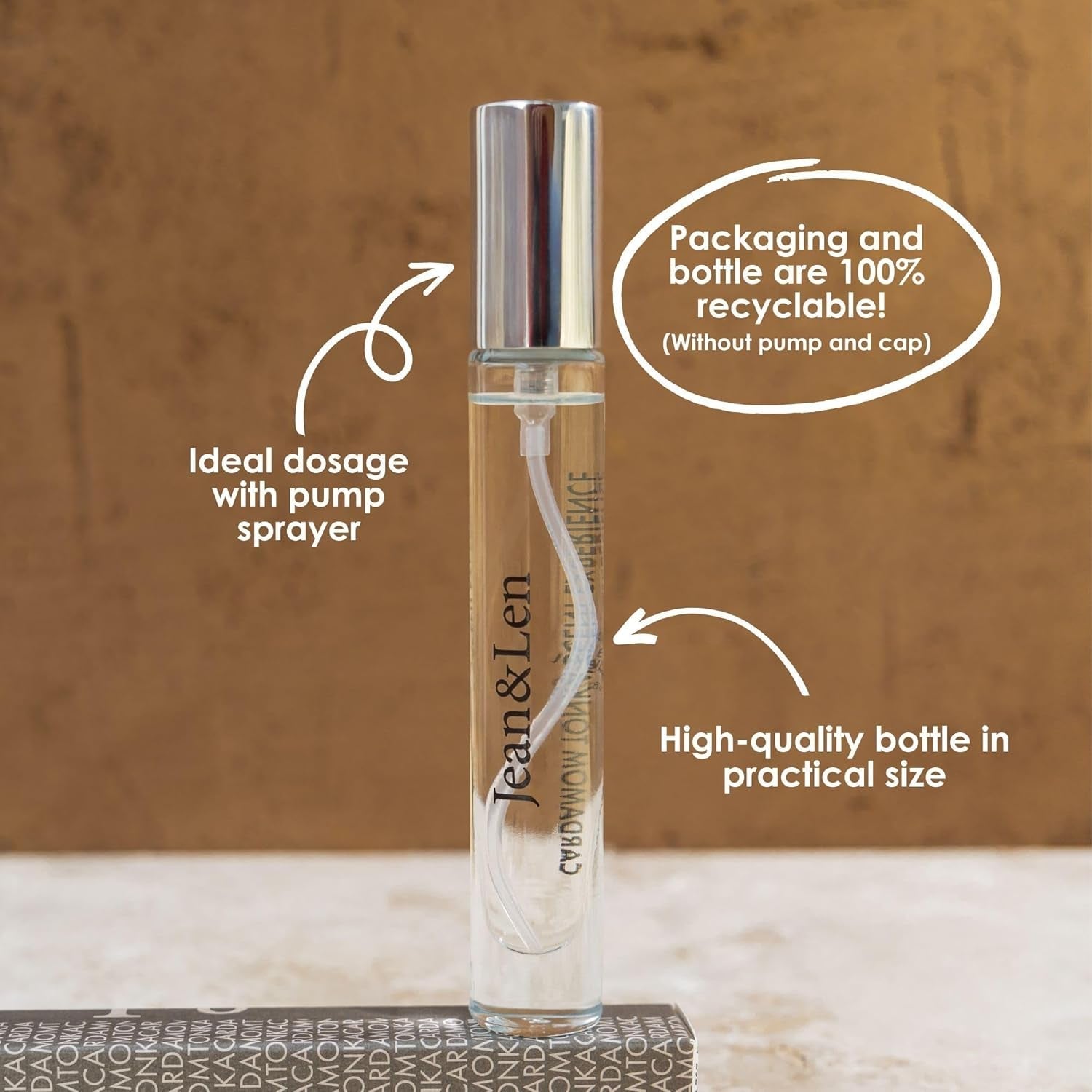 Jean & Len Scent Experience Cardamom & Tonka, Apă de toaletă cu aromă de Cardamom și Tonka, Mini parfum practic, Ideal pentru călătorii, Sticlă de înaltă calitate, 10 ml