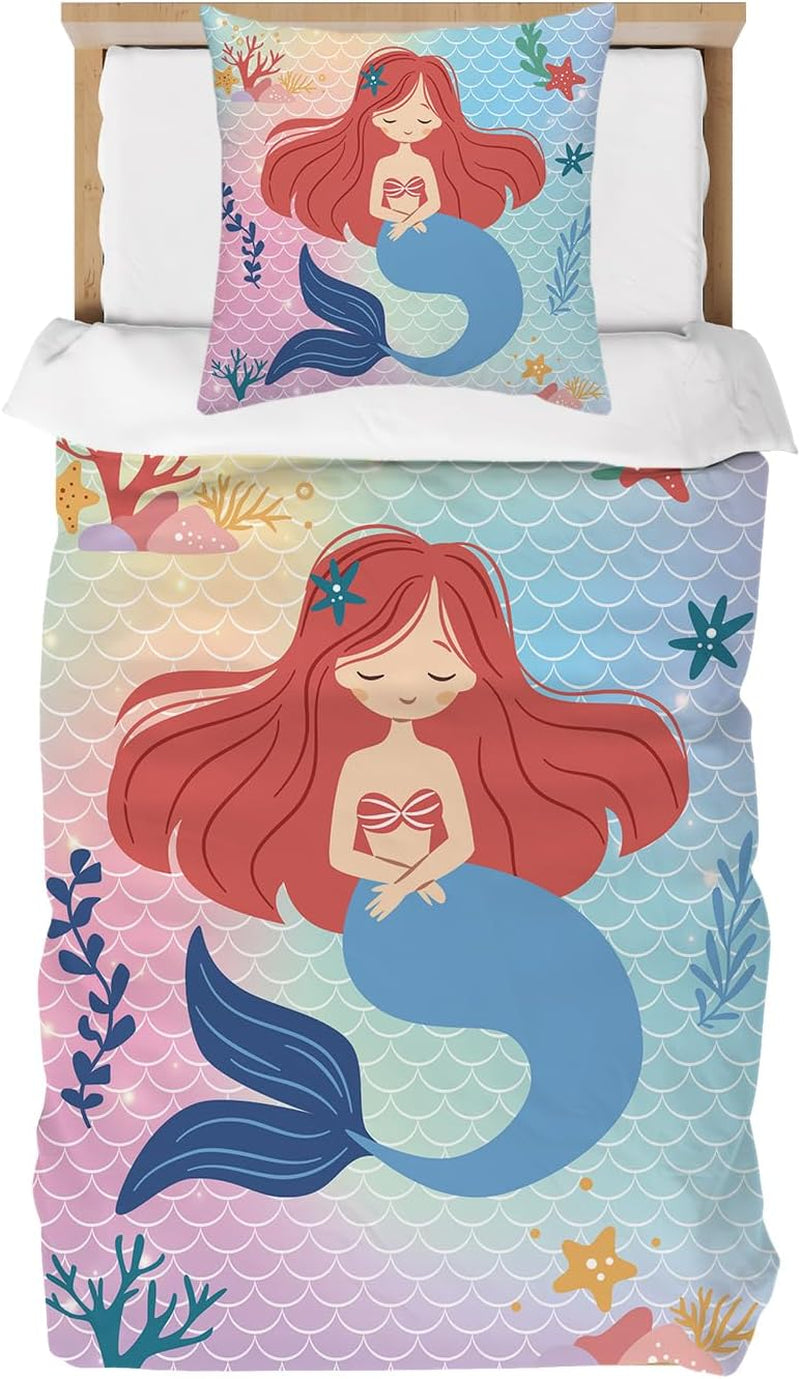 Lenjerie de pat pentru fetite, diverse modele specifice, microfibre din poliester Lenjerie de pat - copii Naty Shop Sirene 135X200 Cm