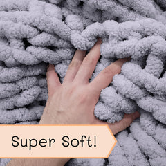 Manta de punto grueso, manta, 100% tejida a mano con hilo de chenilla jumbo (127 X 152,4 Cm, gris lila) Camas y Mantas Adyrescia