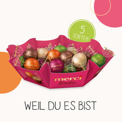 merci lovelies Classic – 1 x 185g – Caja de praliné con 5 especialidades de chocolate rellenas – Bolas de chocolate para compartir y regalar