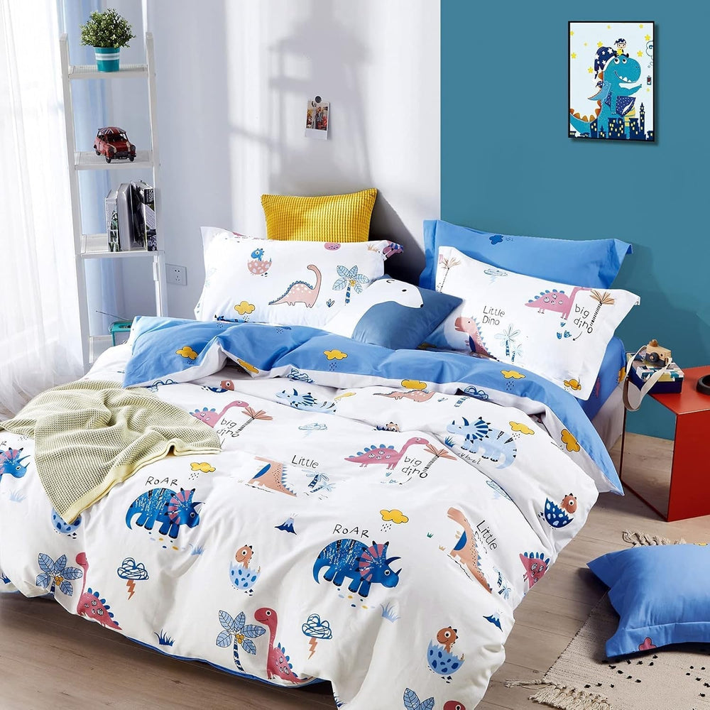 Ropa de cama infantil, unisex, dinosaurios, algodón Ropa de cama infantil Naty Shop Modelo A 135 X 200 cm + 80 X 80 cm