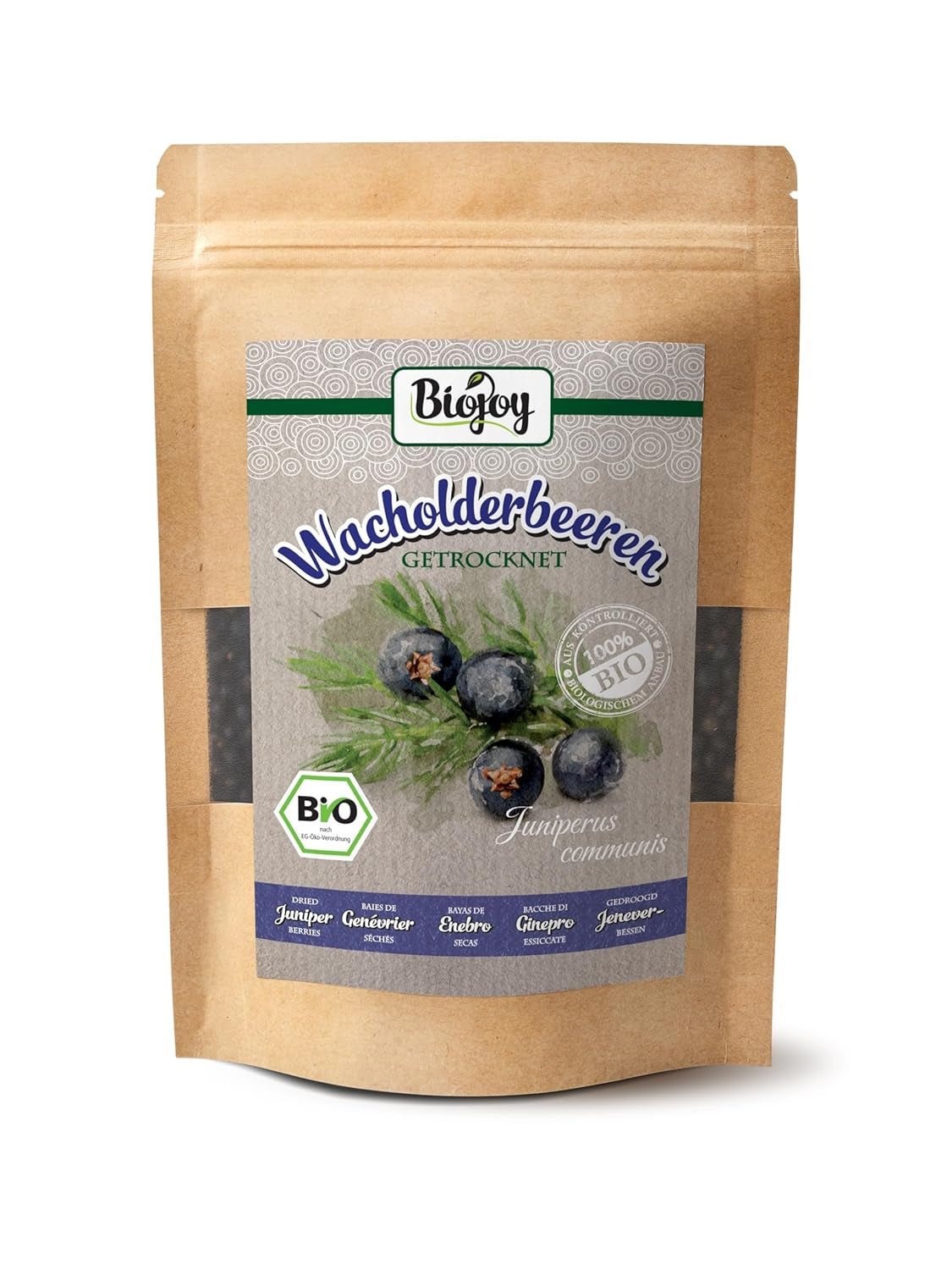 Biojoy fructe de ienupăr bio (250 g), uscate și întregi, fără aditivi (Juniperus communis) Produse deshidratate Naty Shop 100 gr