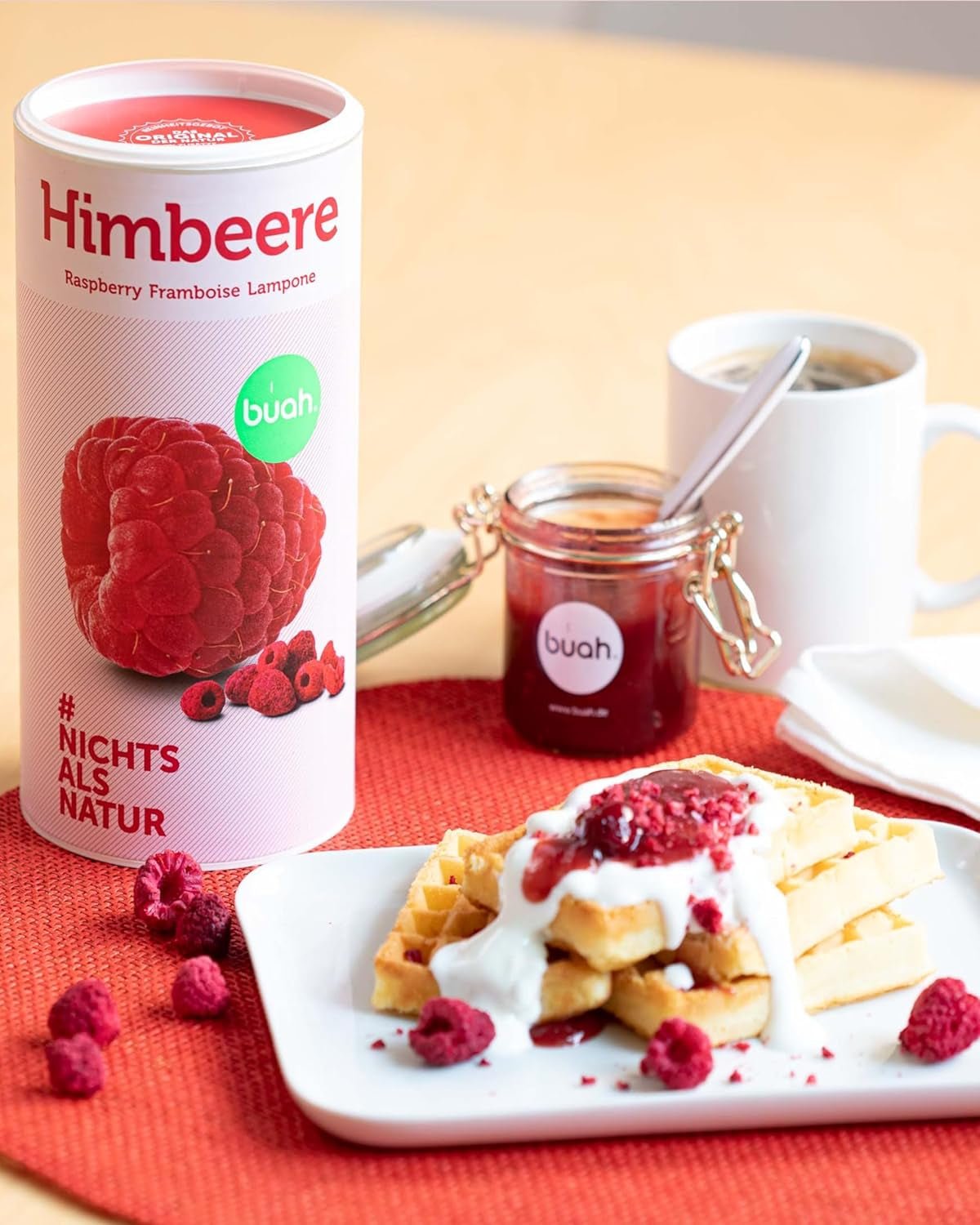 BUAH® Zmeură organică liofilizată | chipsuri de zmeură ca gustare, pentru muesli și deserturi | înlocuitor ideal pentru dulciuri | vegan și fără zahăr adăugat | 120g Produse deshidratate Naty Shop