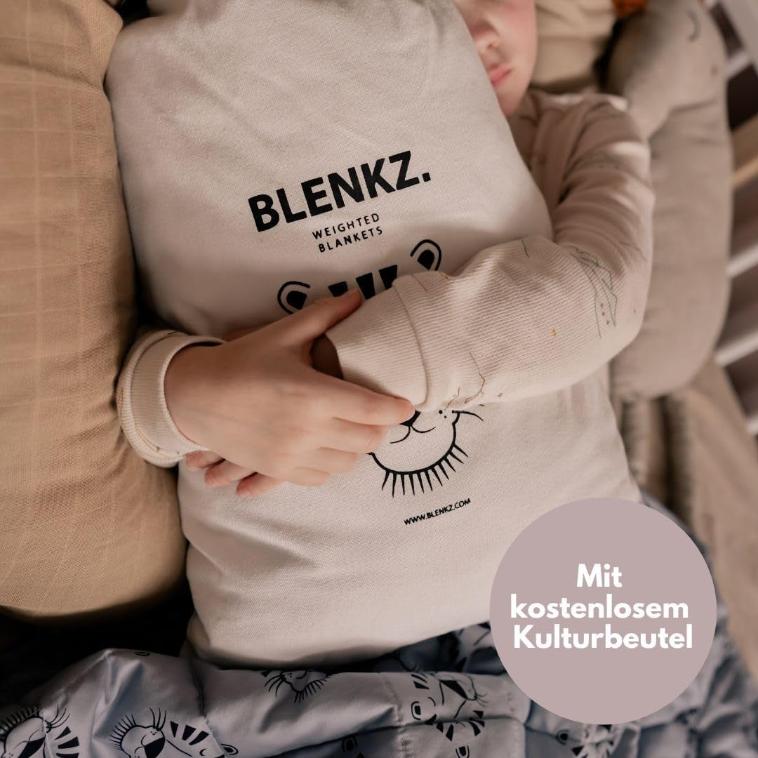 Pătură ponderată pentru copii | 3.5 Kg | 100X150Cm | Pătură de terapie | Pături ponderate | Pătură grea (față de tigru albastru, 3.5Kg-100X150 Cm) Paturi si Cuverturi BLENKZ.