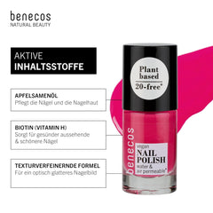 Benecos 20-Free esmalte de uñas vegano oh lala - esmalte de uñas a base de hierbas - de secado rápido y de larga duración - permeable al agua - enriquecido con biotina - 5ml