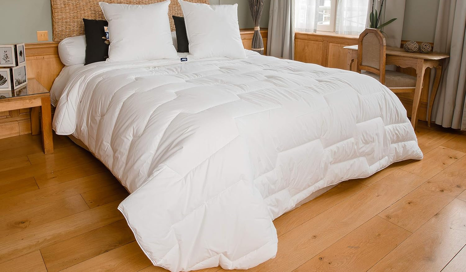 COLAS NORMAND Plapumă din bumbac Percale, 260 X 240 cm, de înaltă calitate, 100% bumbac Percale, moale și confortabil, durabil, finisaj fin, fabricat în Franța, alb Plapumi si pilote Naty Shop