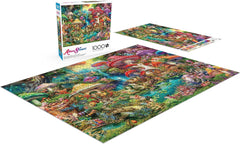 Buffalo Games - Aimee Stewart - Picnic en Merry Mushroom Village - Puzzle de 1000 piezas para adultos, rompecabezas desafiante, perfecto para noches de juegos - Tamaño listo para usar 26,75 x 19,75 cm Puzzle Naty Shop