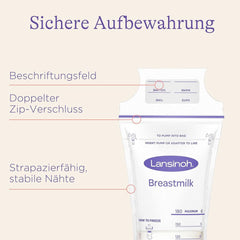 Lansinoh Muttermilchbeutel - 25 Stück - Zum Sicheren Aufbewahren Und Einfrieren Von Muttermilch - Hygienisch & Platzsparend Accesorios Alimentación y Lactancia Bebe Naty Shop