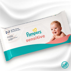 Pampers Toallitas para bebé sensibles, paquete de 15 de 80 toallitas, 1200 toallitas para bebé, limpieza suave y protección de la piel 2 en 1
