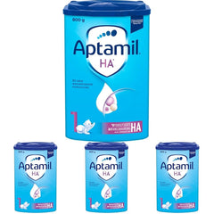 Aptamil HA 1 – Anfangsmilch von Geburt an, Mit DHA, Nur Lactose, Ohne Palmöl, Babynahrung, Milchpulver, 1x 800 g (Paquete con 4)